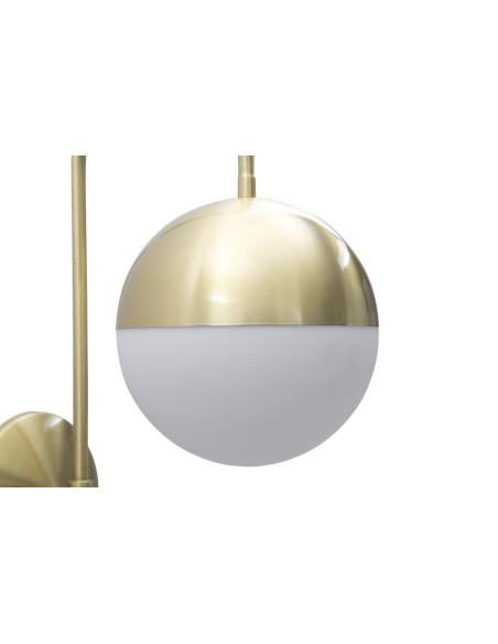 Applique murale moderne chic Boule Hauteur 51 cm Métal Doré Verre Blanc Glamy 