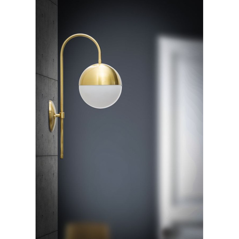 Applique murale moderne chic Boule Hauteur 51 cm Métal Doré Verre Blanc Glamy 
