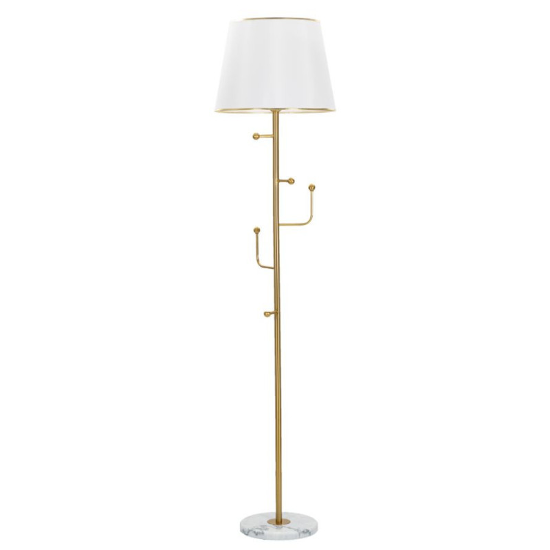 Grand Lampadaire moderne porte manteaux Hauteur 173 cm Métal Doré Tissu Blanc Abiti 