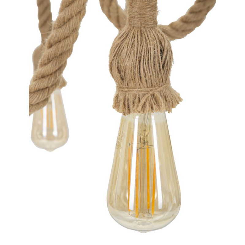 Suspension bohème 6 lampes Diamètre 64 cm Bambou Corde Naturel Bamboo 