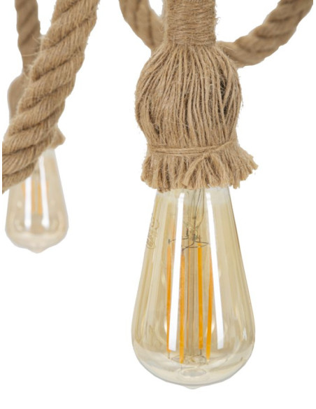 Suspension bohème 6 lampes Diamètre 64 cm Bambou Corde Naturel Bamboo 