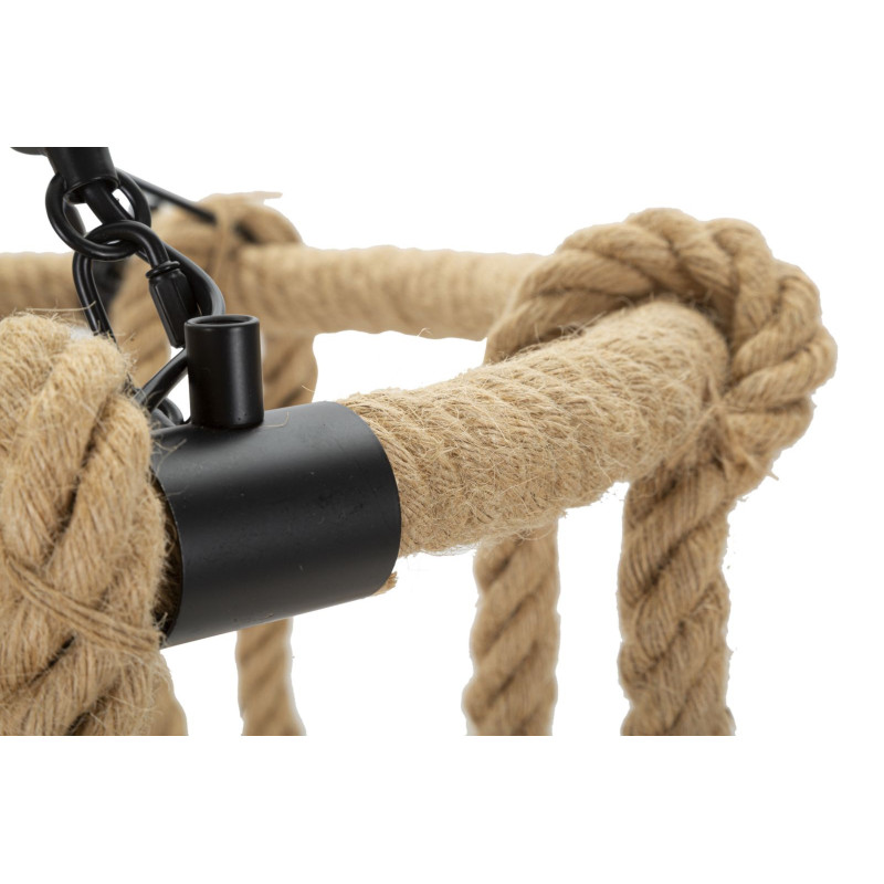 Suspension bohème 6 lampes Diamètre 64 cm Bambou Corde Naturel Bamboo 