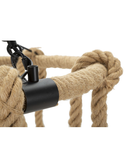 Suspension bohème 6 lampes Diamètre 64 cm Bambou Corde Naturel Bamboo 