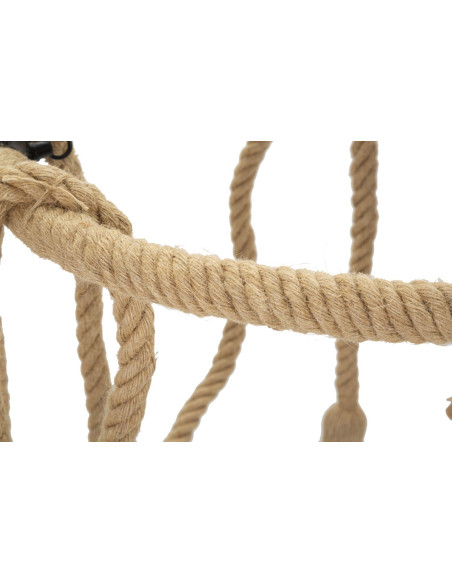 Suspension bohème 6 lampes Diamètre 64 cm Bambou Corde Naturel Bamboo 