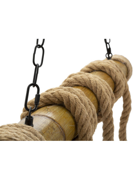 Suspension bohème 6 lampes 80 cm Bambou Corde Naturel Bamboo 