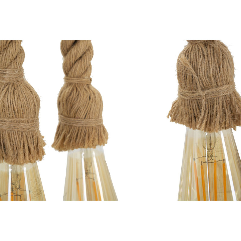 Suspension bohème 6 lampes 80 cm Bambou Corde Naturel Bamboo 