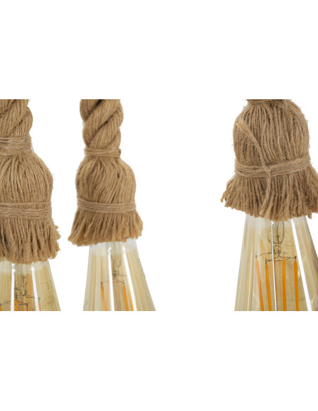 Suspension bohème 6 lampes 80 cm Bambou Corde Naturel Bamboo 