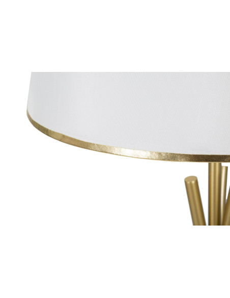 Grand Lampadaire moderne trépied Hauteur 154 cm Métal Tissu Blanc Doré Triply 