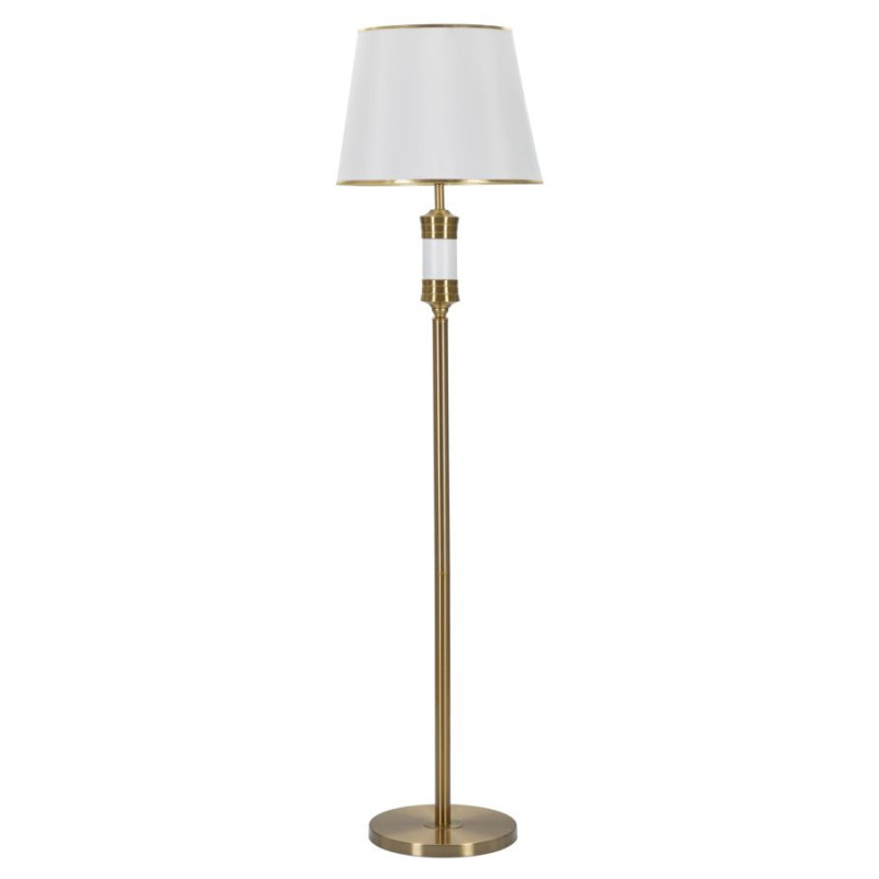 Grand Lampadaire sur pied moderne chic Hauteur 160 cm Métal Tissu Doré Blanc Whity 