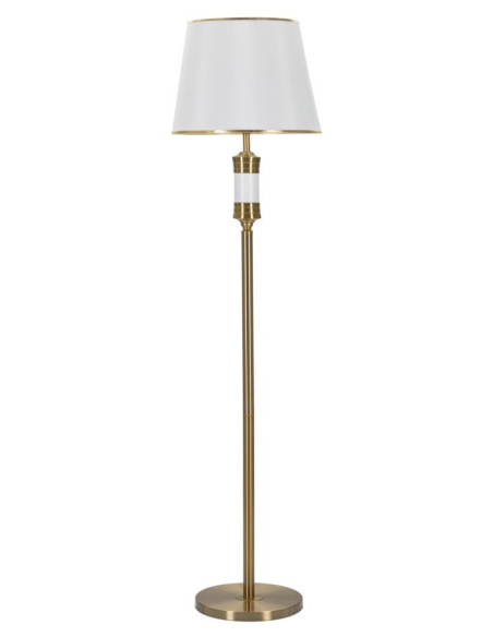 Grand Lampadaire sur pied moderne chic Hauteur 160 cm Métal Tissu Doré Blanc Whity 