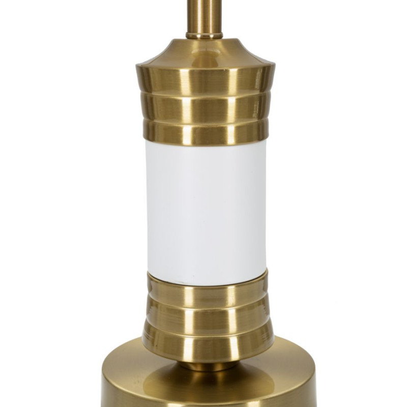 Grande Lampe à poser moderne chic Hauteur 52 cm Métal Tissu Doré Blanc Whity 