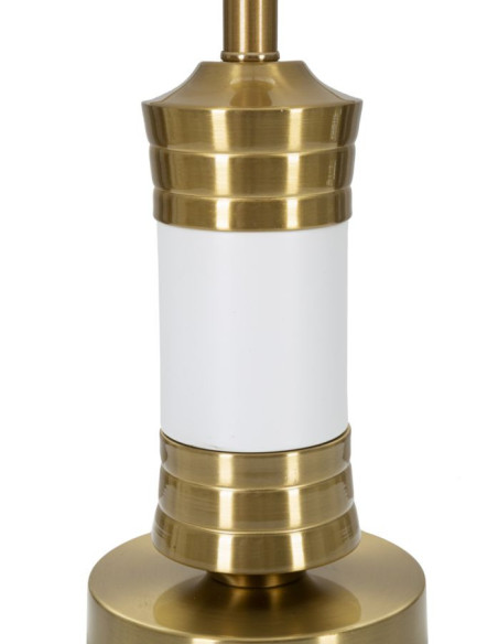 Grande Lampe à poser moderne chic Hauteur 52 cm Métal Tissu Doré Blanc Whity 