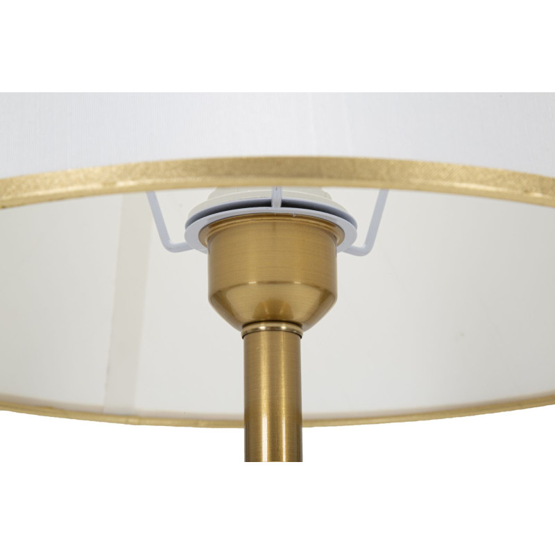 Grande Lampe à poser moderne chic Hauteur 52 cm Métal Tissu Doré Blanc Whity 