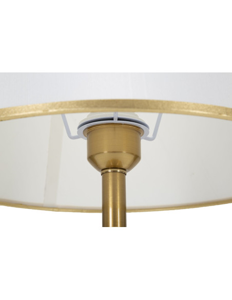 Grande Lampe à poser moderne chic Hauteur 52 cm Métal Tissu Doré Blanc Whity 