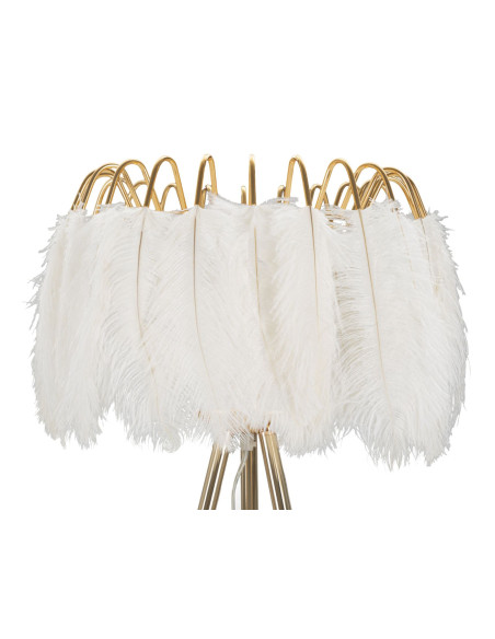 Grand Lampadaire trépied moderne Plumes Hauteur 147 cm Métal Doré Polyuréthane Blanc Feather - 2