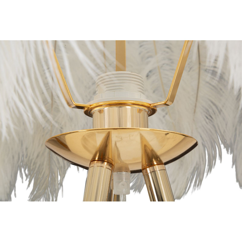 Grand Lampadaire trépied moderne Plumes Hauteur 147 cm Métal Doré Polyuréthane Blanc Feather - 3