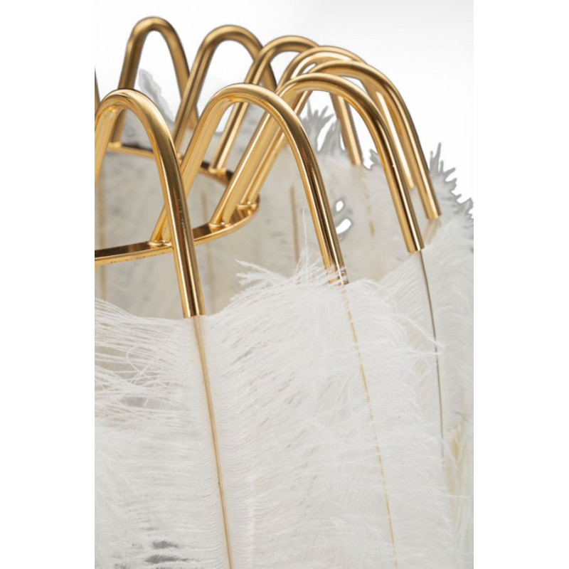 Grand Lampadaire trépied moderne Plumes Hauteur 147 cm Métal Doré Polyuréthane Blanc Feather - 4