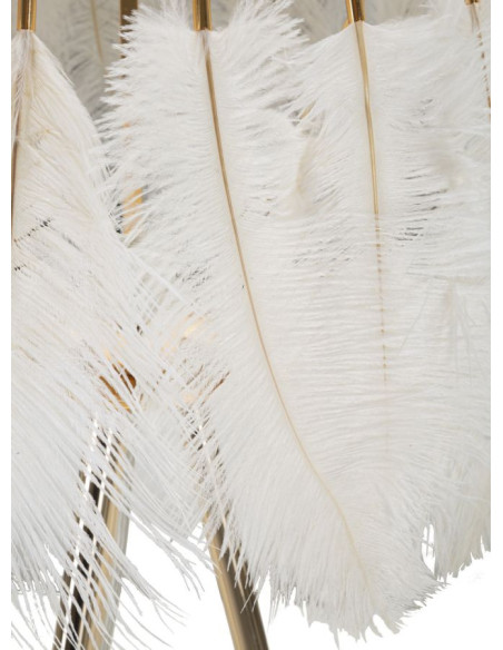 Grand Lampadaire trépied moderne Plumes Hauteur 147 cm Métal Doré Polyuréthane Blanc Feather - 5