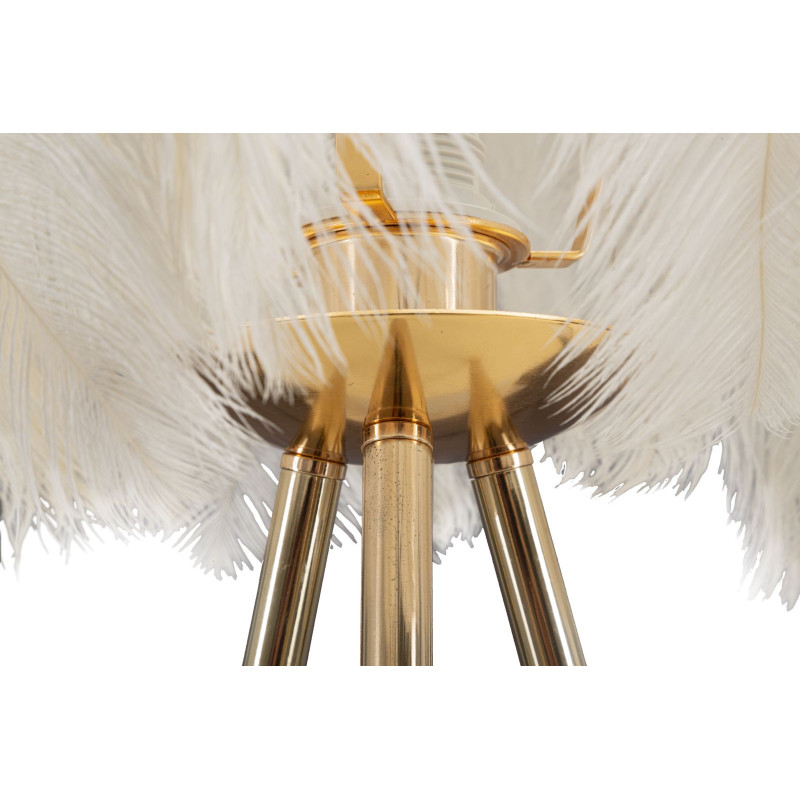 Grande Lampe à poser moderne Plumes Hauteur 60 cm Métal Doré Polyuréthane Blanc Feather 