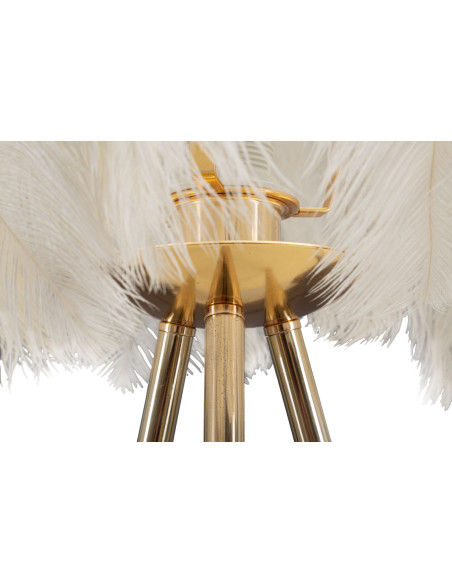 Grande Lampe à poser moderne Plumes Hauteur 60 cm Métal Doré Polyuréthane Blanc Feather 
