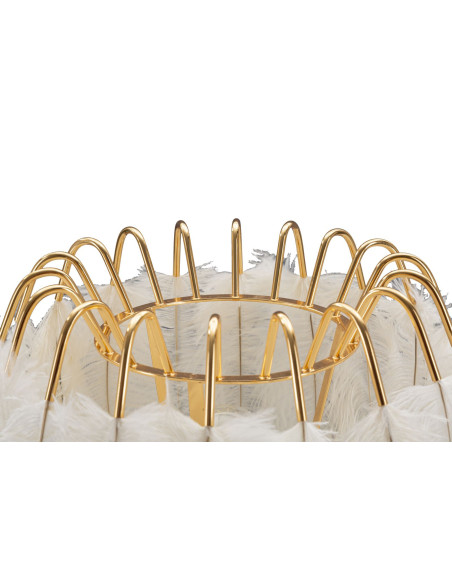 Grande Lampe à poser moderne Plumes Hauteur 60 cm Métal Doré Polyuréthane Blanc Feather 