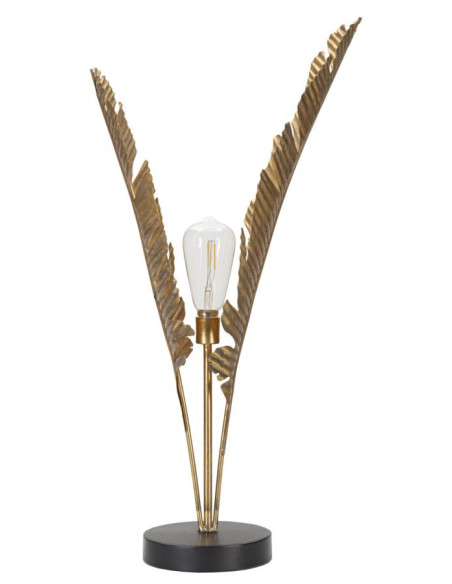 Grande Lampe à poser originale Feuilles de palmier Hauteur 65 cm Métal Doré Palm 