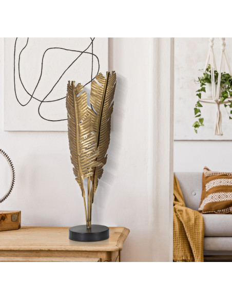 Grande Lampe à poser originale Feuilles de palmier Hauteur 65 cm Métal Doré Palm 