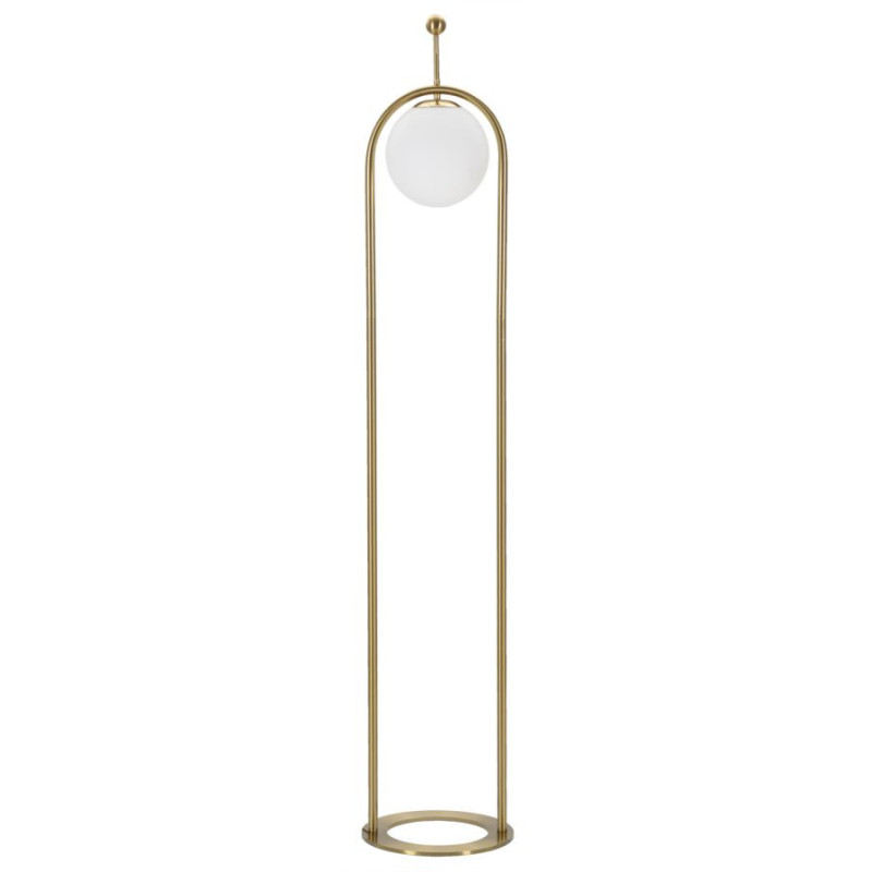 Grand Lampadaire moderne chic Boule Hauteur 168 cm Métal Doré Verre Blanc Glamy - 1