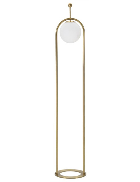 Grand Lampadaire moderne chic Boule Hauteur 168 cm Métal Doré Verre Blanc Glamy - 1