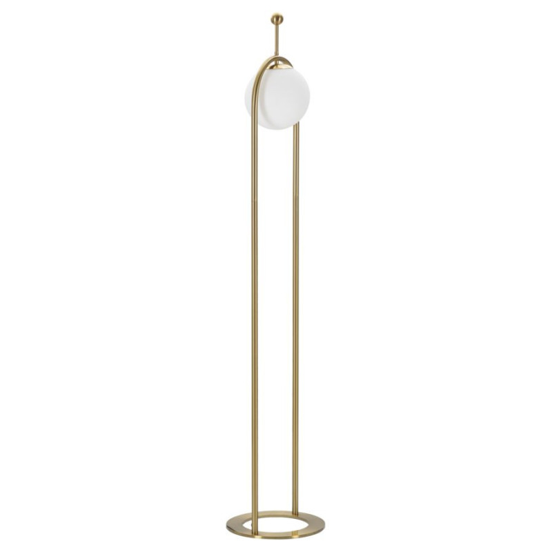 Grand Lampadaire moderne chic Boule Hauteur 168 cm Métal Doré Verre Blanc Glamy - 4