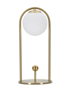 Lampe à poser moderne chic Boule Hauteur 47 cm Métal Doré Verre Blanc Glamy 
