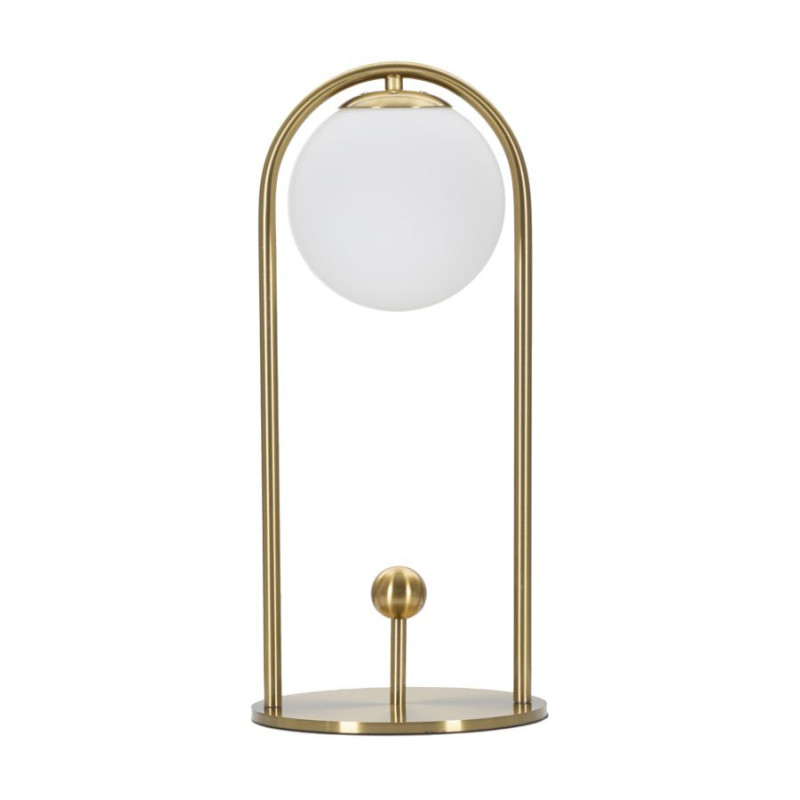 Lampe à poser moderne chic Boule Hauteur 47 cm Métal Doré Verre Blanc Glamy 