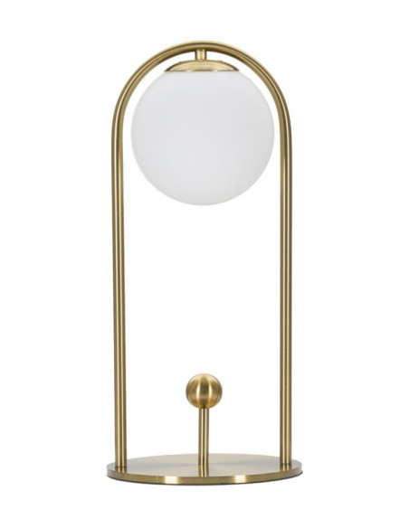 Lampe à poser moderne chic Boule Hauteur 47 cm Métal Doré Verre Blanc Glamy 