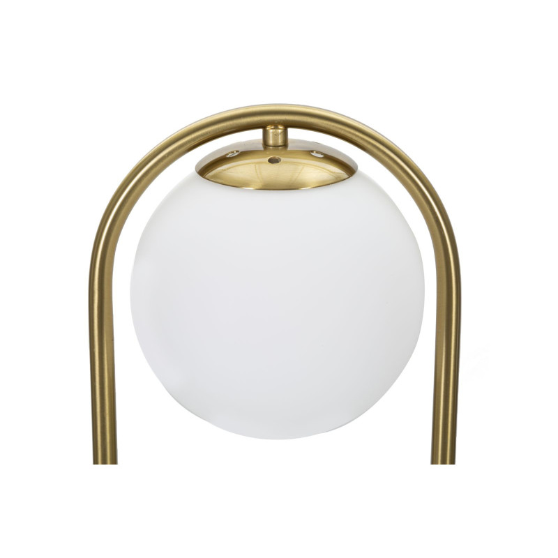 Lampe à poser moderne chic Boule Hauteur 47 cm Métal Doré Verre Blanc Glamy 