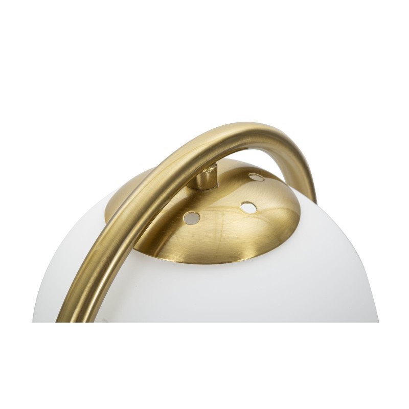 Lampe à poser moderne chic Boule Hauteur 47 cm Métal Doré Verre Blanc Glamy 