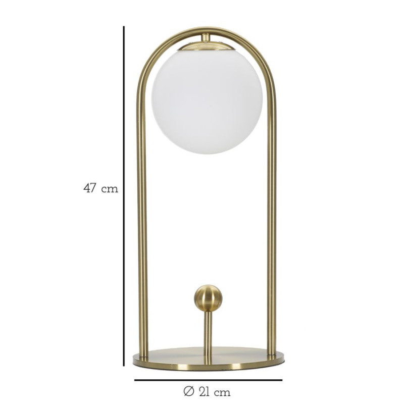 Lampe à poser moderne chic Boule Hauteur 47 cm Métal Doré Verre Blanc Glamy 