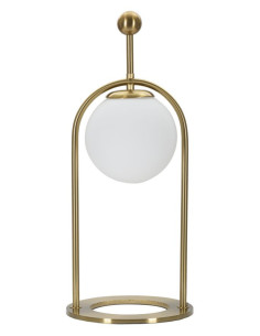 Lampe à poser moderne chic Boule Hauteur 50 cm Métal Doré Verre Blanc Glamy 