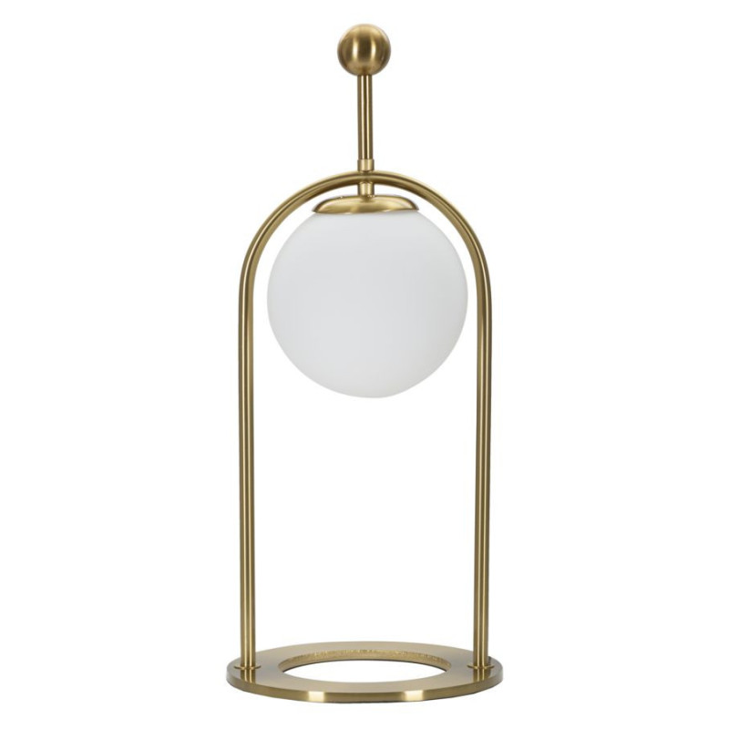 Lampe à poser moderne chic Boule Hauteur 50 cm Métal Doré Verre Blanc Glamy 