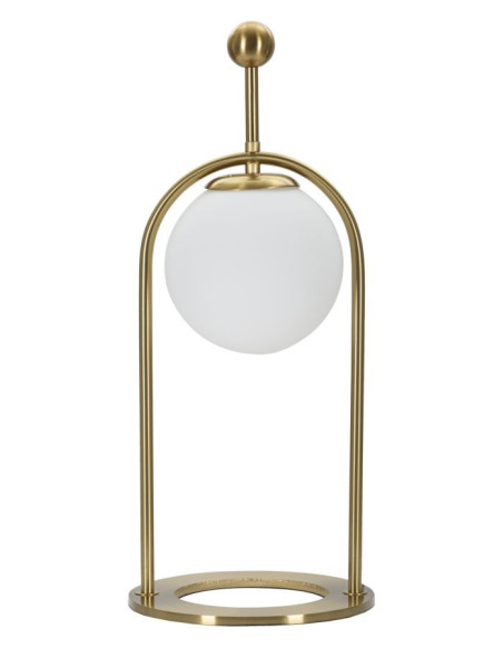 Lampe à poser moderne chic Boule Hauteur 50 cm Métal Doré Verre Blanc Glamy 