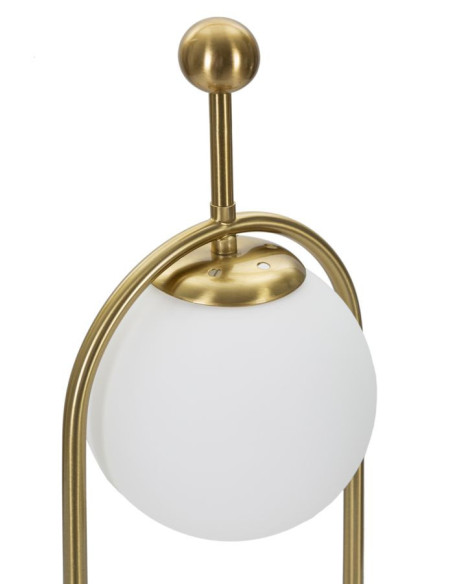 Lampe à poser moderne chic Boule Hauteur 50 cm Métal Doré Verre Blanc Glamy 