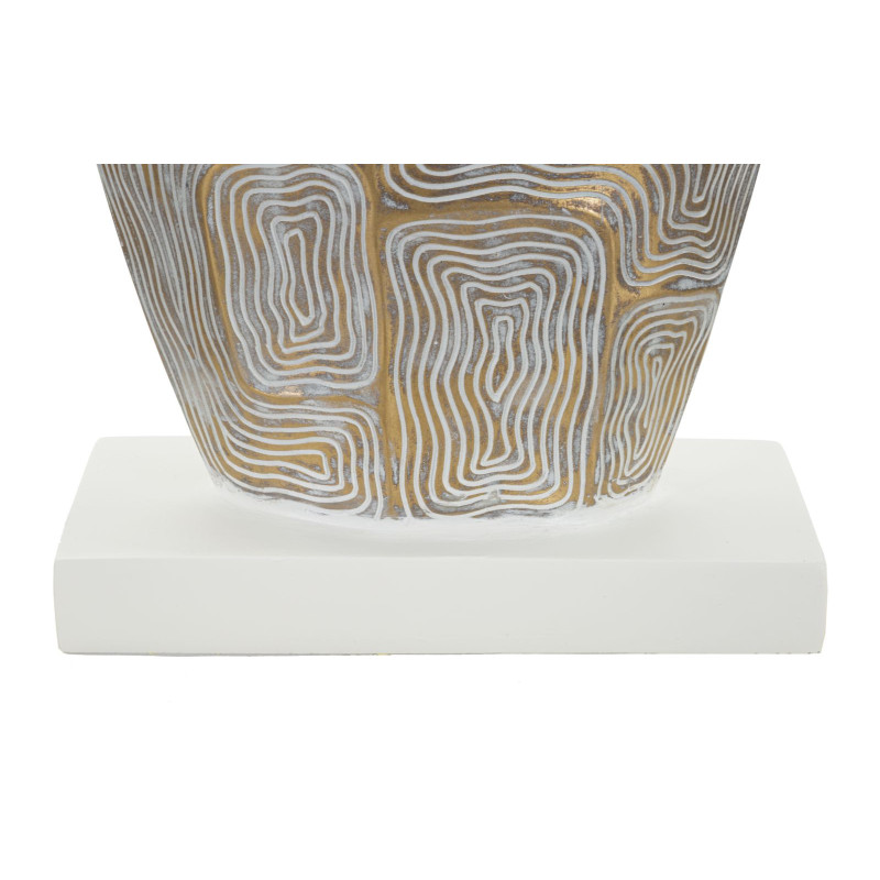 Grande Lampe à poser moderne chic Hauteur 90 cm Résine Doré Blanc Tissu Beige Eclips 