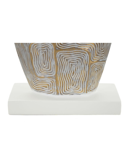 Grande Lampe à poser moderne chic Hauteur 90 cm Résine Doré Blanc Tissu Beige Eclips 