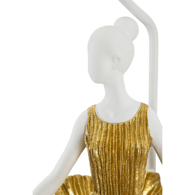 Grande Lampe à poser moderne Danseuse Hauteur 90 cm Résine Tissu Blanc Doré Ballerina 