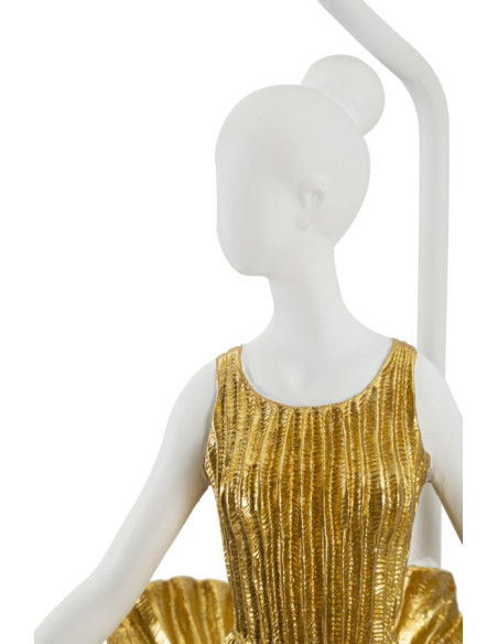 Grande Lampe à poser moderne Danseuse Hauteur 90 cm Résine Tissu Blanc Doré Ballerina 