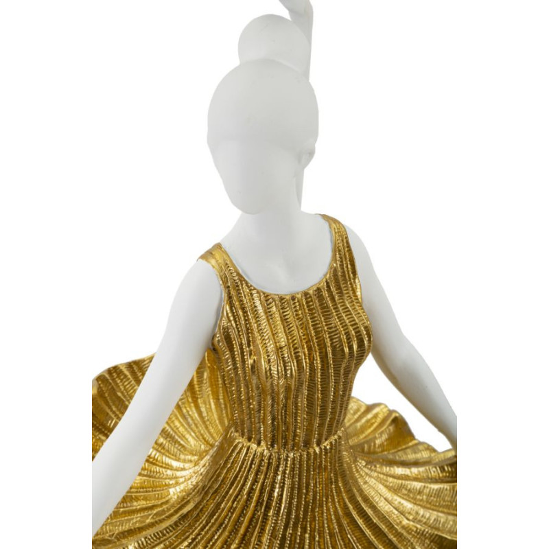 Grande Lampe à poser moderne Danseuse Hauteur 90 cm Résine Tissu Blanc Doré Ballerina 
