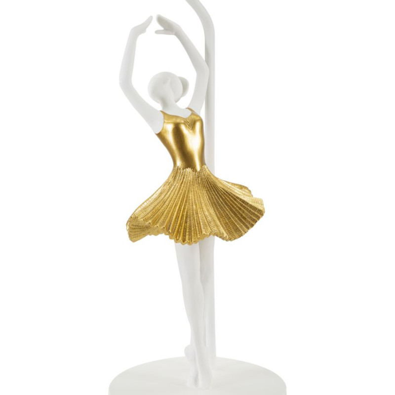 Grande Lampe à poser moderne Danseuse Hauteur 64 cm Résine Tissu Blanc Doré Ballerina 