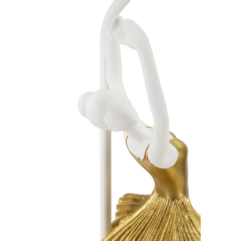 Grande Lampe à poser moderne Danseuse Hauteur 64 cm Résine Tissu Blanc Doré Ballerina 