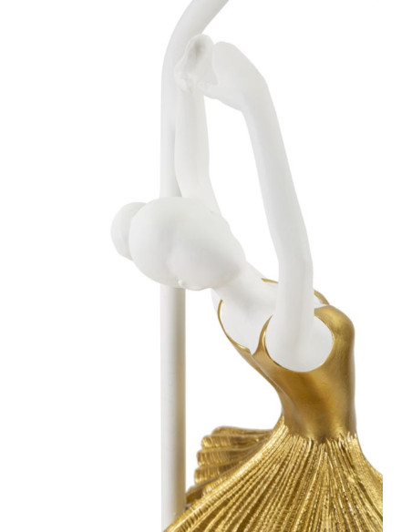 Grande Lampe à poser moderne Danseuse Hauteur 64 cm Résine Tissu Blanc Doré Ballerina 