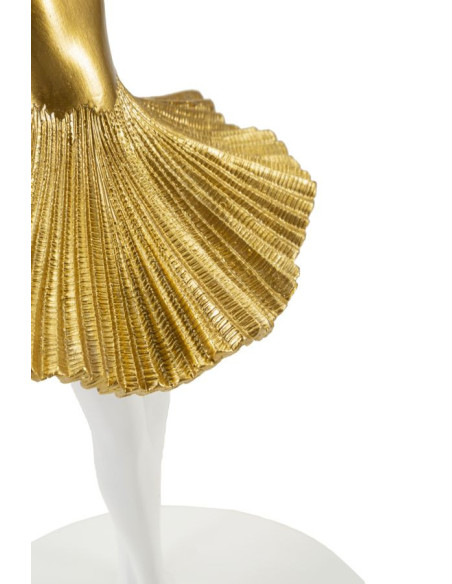 Grande Lampe à poser moderne Danseuse Hauteur 64 cm Résine Tissu Blanc Doré Ballerina 