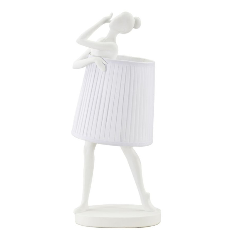 Grande Lampe à poser moderne Danseuse Hauteur 62 cm Résine Tissu Blanc Ballet 